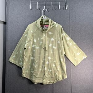 Isaac Mizrahi Live! Soho French Terry Pullover Hoodie Panel Deta Sage, Large